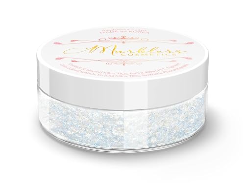 MARBLERS Chunky Natural Mica Powder [White Blue Pearl] 0.11oz (3g) | Highly Pigmented | Non-Toxic, Vegan, Cruelty-Free | Eyeshadow, Body Butter, Nail Beauty & Personal Care MARBLERS