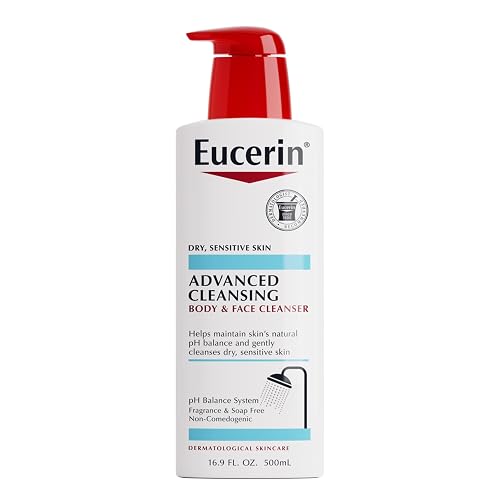 Eucerin Advanced Repair Cleansing Body and Face Cleanser, Gentle Face and Body Wash for Normal to Dry, Sensitive Skin, Soap Free and Unscented, 16.9 Beauty & Personal Care Eucerin