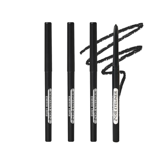 Ruby Kisses Pencil Eyeliner, Retractable Eyeliner, Waterproof, Smudge-Proof Eye Makeup, High Pigmented, 24H Long Lasting Eyepencil (4 Count, Very Beauty & Personal Care Ruby Kisses