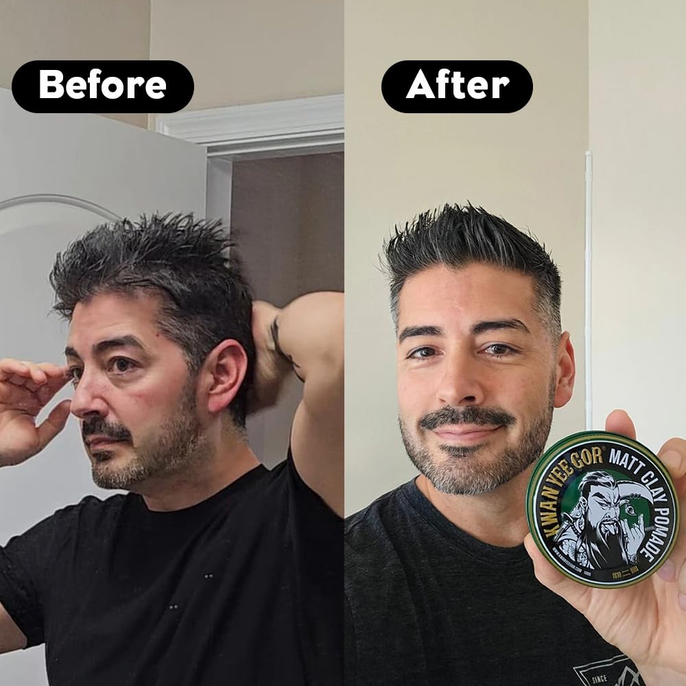 KWAN YEE GOR Matte Hair Clay Pomade for Men - 24H Strong Hold & Water-Based | German Formula | No White Residue, Easy Wash | Beeswax & Kaolin Clay | Beauty & Personal Care KWAN YEE GOR