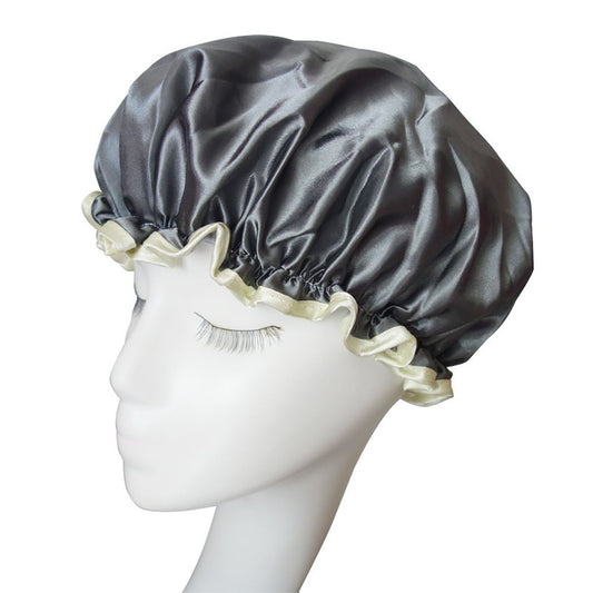 2PCS Women Lady Waterproof Elastic Double Layers Shower Caps Bath Spa Hat Hoods Bathroom Products (Gray) Beauty and Personal Care Fodattm