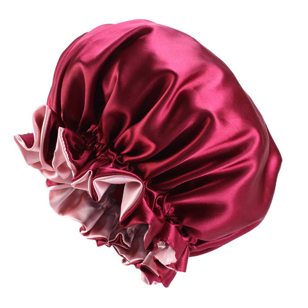 Solid Color Silky Satin Bonnet Cap,Bonnets for Women,Silky Bonnet for Curly Hair,Women Hair Wrap for Sleeping,Double Layers Wine Red Beauty and Personal Care SuperiMan