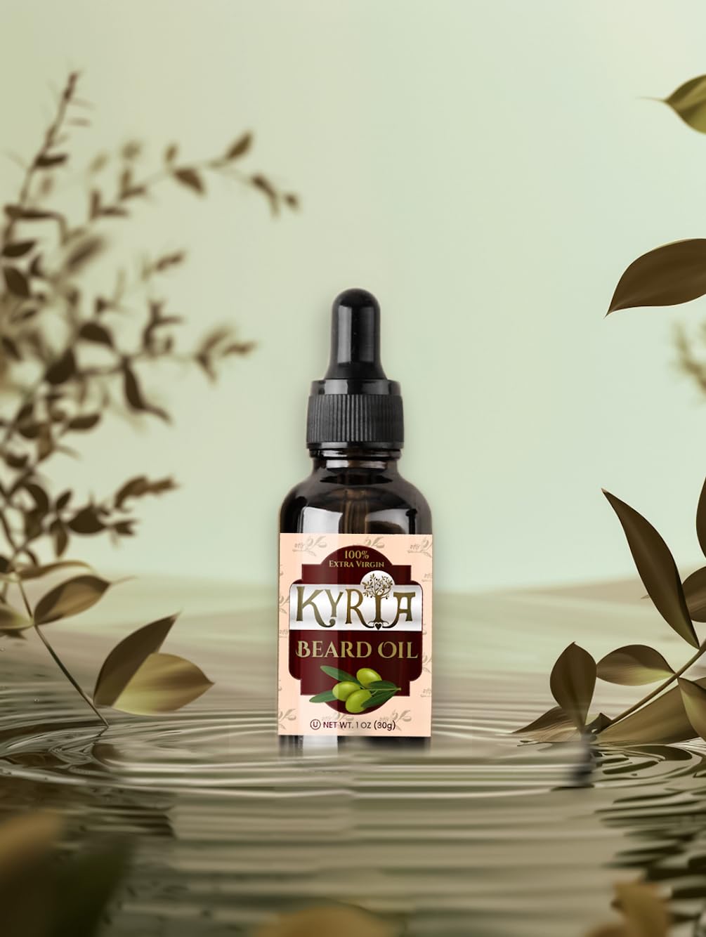 Kyria Greek Extra Virgin Olive Oil - Beard Oil - Beard Care - Imported 100% Pure Cold Pressed Unrefined Beard Moisturizer For Men- Face Moisturizer Beauty and Personal Care Kyria