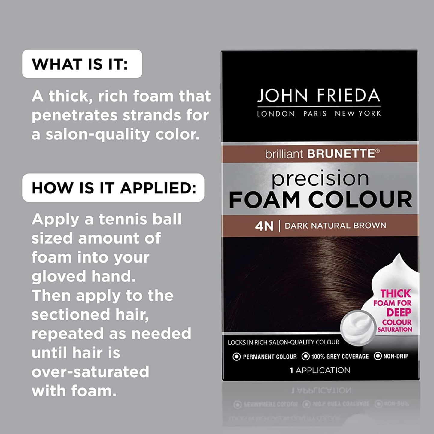 John Frieda Precision Foam Hair Colour, Dark Natural Brown 4N, 2 pk Beauty & Personal Care John Frieda