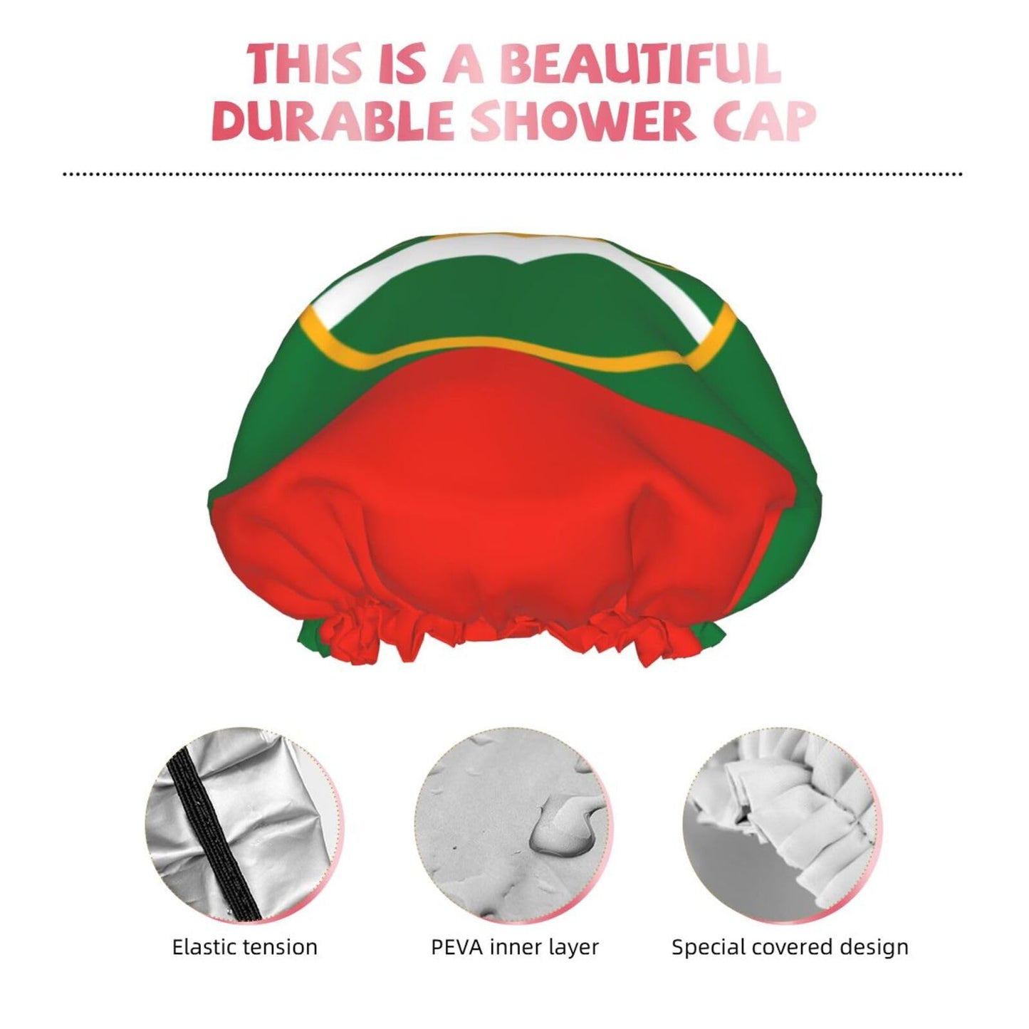 Karachay Cherkessia Flag Prints Shower Cap Double Layer Lined Waterproof Bathing Shower Hat Beauty and Personal Care Hayyett