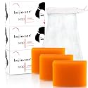 Kojie San Skin Brightening Soap - The Original Kojic Acid, Dark Spot Remover Bar Soap with Coconut & Tea Tree Oil - 100g x 3 Bars with Net Beauty & Personal Care Kojie San