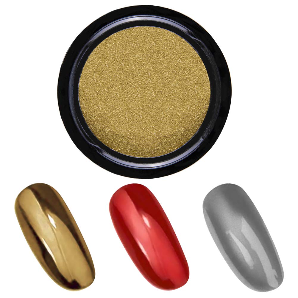 Duufin 14 Jars Chrome Nail Powder Metallic Nail Art Powder Mirror Effect Manicure Chrome Powder 14 Colors Nail Powders with 14 Pcs Eyeshadow Sticks Beauty & Personal Care Duufin
