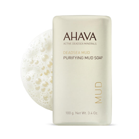 AHAVA Purifying Dead Sea Mud Soap - Face & Body Cleansing Bar to Purify the Skin, Enriched with Exclusive Mineral Blend of Dead Sea Osmoter and Dead Beauty & Personal Care AHAVA