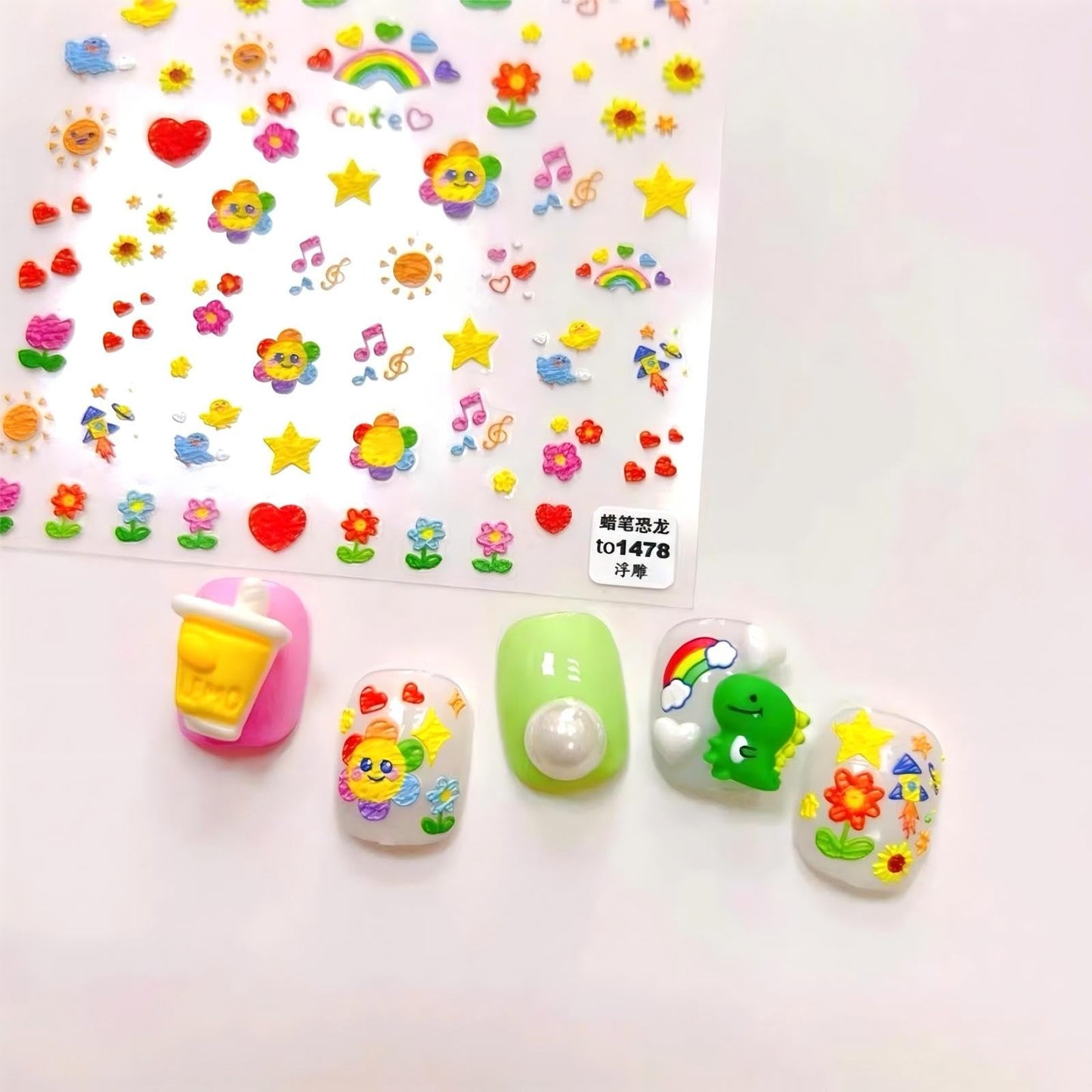 Dedyel Smile Nail Art Stickers 5D Embossed Cute Smile Face Kawaii Self-Adhesive Nail Stickers for Women Girls Kids Nail Art Decoration Beauty & Personal Care Dedyel
