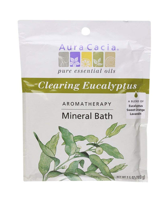 Aura Cacia Clearing Eucalyptus Aromatherapy Mineral Bath 2.5 Oz. Packet Beauty and Personal Care Aura Cacia