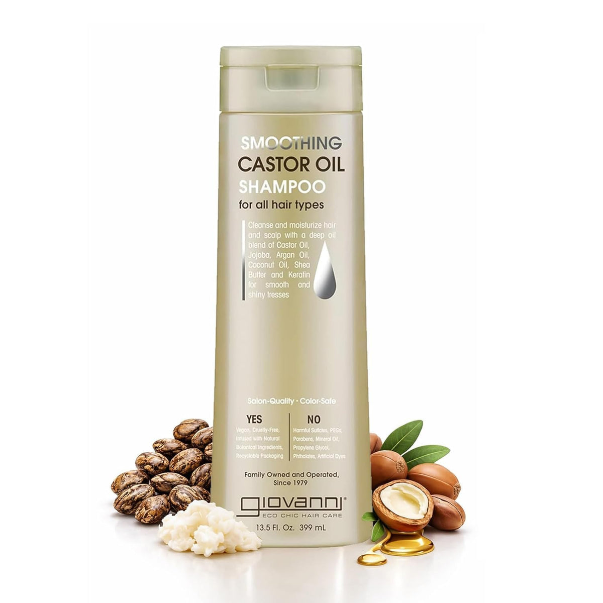 GIOVANNI Smoothing Castor Oil Shampoo, All Hair Types, Jojoba, 13.5 oz
