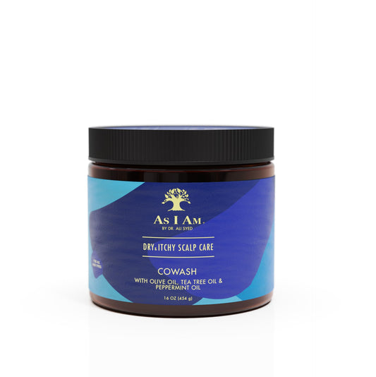 As I Am Dry & Itchy Scalp Care Cowash - 16 ounce - Cleanses, moisturizes and soothes dry and itchy scalp - With Olive Oil, Tea Tree Oil & Peppermint