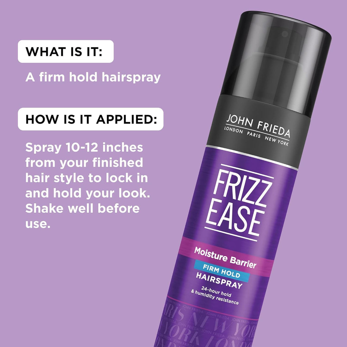 John Frieda Frizz Ease Moisture Barrier Firm Hold Hairspray, Anti Frizz Hairspray 12 Oz (Pack of 2)
