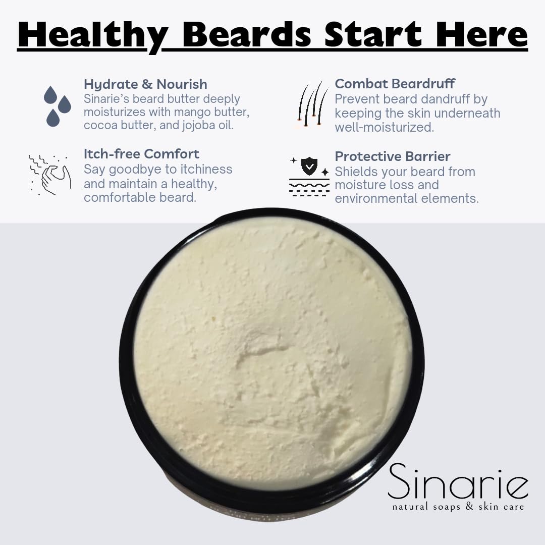 Sinarie Whipped Beard Butter for Men - Hydrating Nourishing Repair for Hair, 4 oz., 1 count - Beard Conditioner, Beard Butter, Beard Oils, Beard Balm Beauty and Personal Care Sinarie