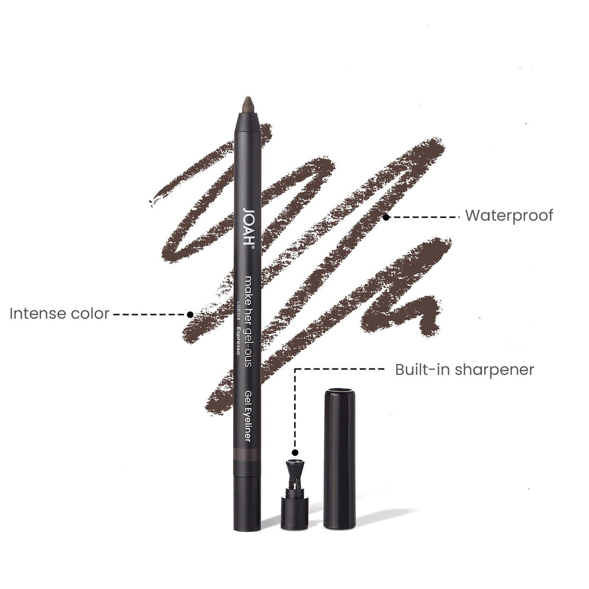JOAH Make Her Gel-ous Gel Eyeliner with Self-Sharpening Pencil, Waterproof & Long-Lasting Intense Color Definition & Finish, Creamy No-Tug Formula… Beauty & Personal Care JOAH