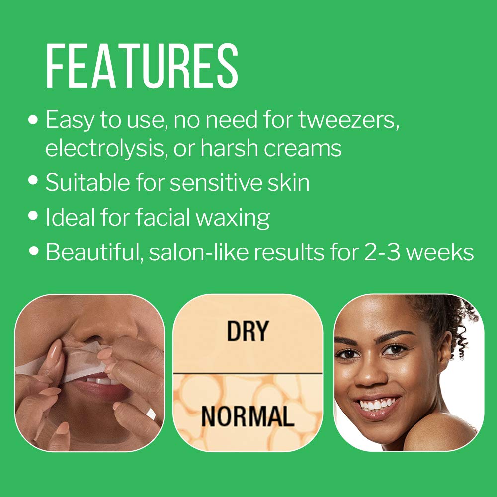 Andrea Hair Removal Wax Strips for the Face - 20 Applications, 2 packs Beauty and Personal Care ANDREA