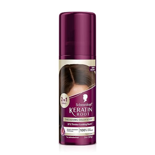 Schwarzkopf Keratin Root Temporary Hair Color Spray, Dark Brown, Instant Gray Coverage, Thicker, Fuller-Looking Roots, Easy-to-Use, No Ammonia, Low Beauty & Personal Care Schwarzkopf