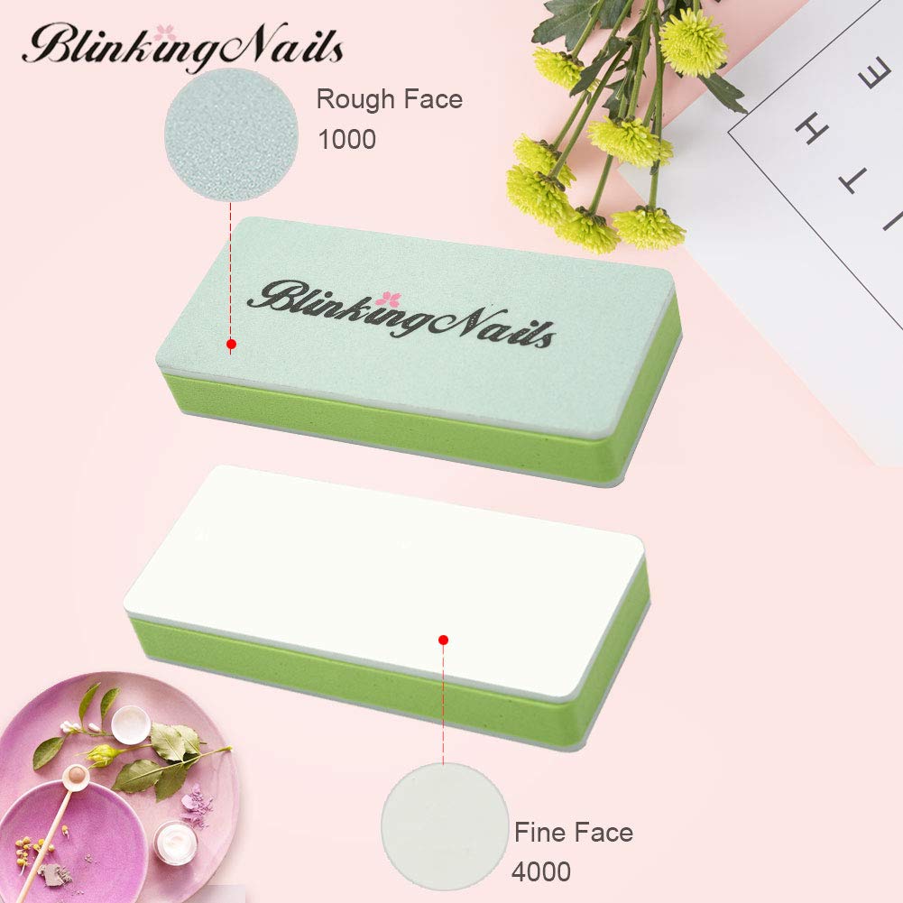 BlinkingNails Nail Buffer File with Double Sides Professional Nail Polishing Block 1000/4000 Grit Shiner Manicure Nail Art Tools for Natural Nails Beauty & Personal Care BlinkingNails