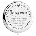 YSUNM Ming Heng Niece Gift Silver Travel Compact Makeup Mirror, Graduation & Birthday Gift Ideas Beauty & Personal Care YSUNM
