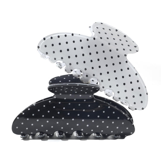 2 Acetate Hair Claw Clip for Women, 3.8-Inch Black and White Polka Dot Big Hair Clips Strong Hold No Slip Claw Clips for Thick or Thin Hair Beauty and Personal Care Ivyu Default Title