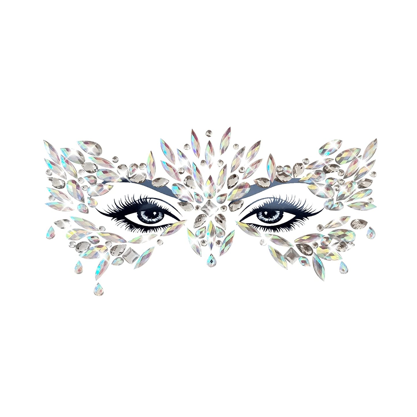 Neva Nude Chickadee Masquerade Clear Iridescent Face Crystal Sticker - Face Gems for Carnivals, Halloween, Festivals, Raves, & Parties | Medical Grade Beauty & Personal Care Neva Nude
