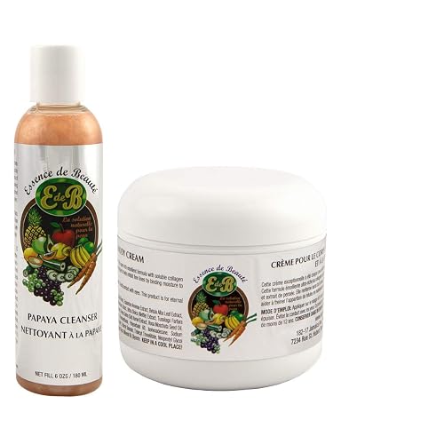 Essence de Beaute Collagen & Vitamin E Face & Body Cream 4oz + Papaya Cleanser 6oz Beauty & Personal Care E de B