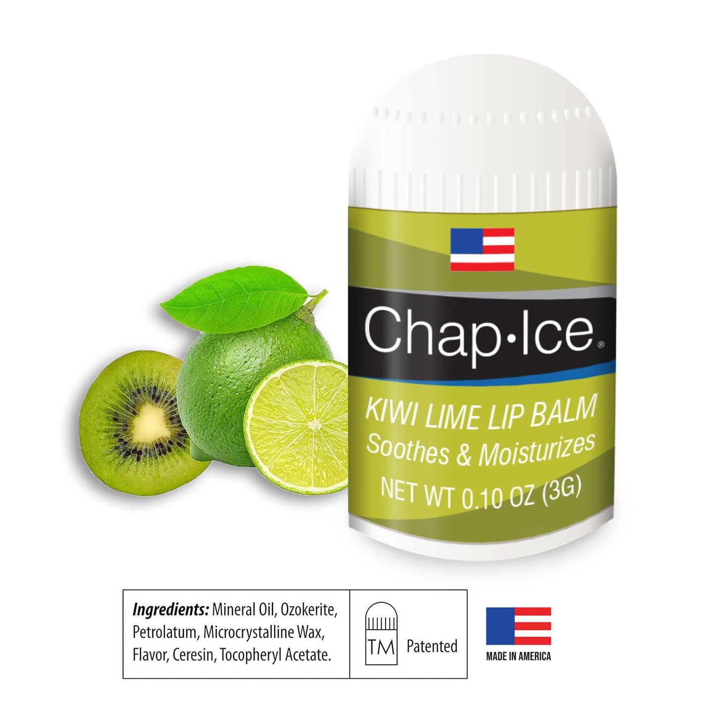 Kiwi Flavor - Chap-Ice Mini Lip Balm, 4 count - Made in USA, 0.10 Oz, Push-Up Style, Hydrating Lip Care for Smooth and Soft Lips, Compact Size Beauty and Personal Care CHAP-ICE