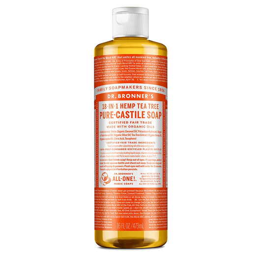 Dr. Bronner’s - Pure-Castile Liquid Soap (Tea Tree, 16 ounce) - Made with Organic Oils, 18-in-1 Uses: Acne-Prone Skin, Dandruff, Laundry, Pets Beauty & Personal Care Dr. Bronner's