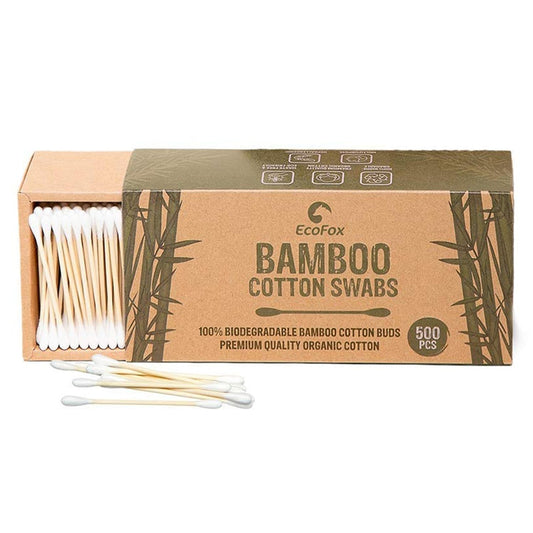 Bamboo Cotton Swabs 500 Count | Eco-Friendly & Pure Cotton Buds | Double Tipped Sticks | 100% Plant-Based & Natural | Perfect for Makeup & Nail Beauty and Personal Care EcoFox Default Title