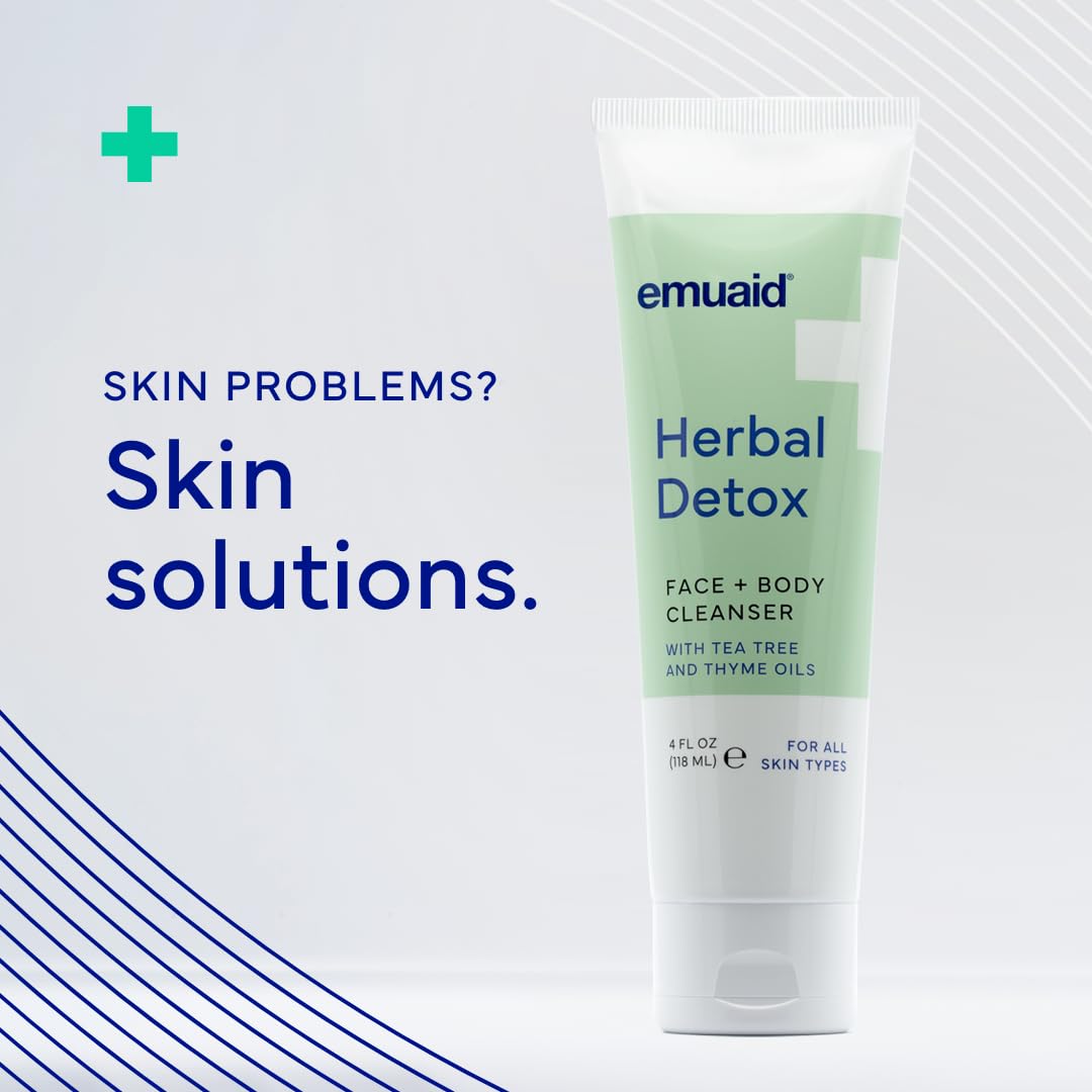 emuaid® Herbal Detox™ Face + Body Cleanser, Lightweight Botanical Foaming Gel with Tea Tree Oil + Thyme Oil, Gentle Skin Cleanser & Facial Wash Beauty & Personal Care emuaid