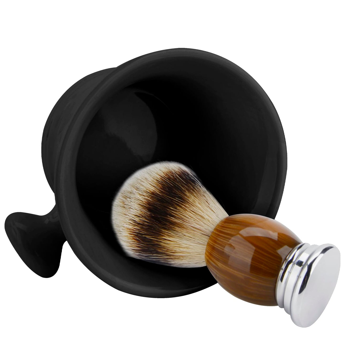 Linkidea Ceramic Mug Shaving with Knob Handle, Deep Size Wet Shaving Cup, Razor Shave Soap and Cream Bowl for Men (Black) Beauty and Personal Care Linkidea