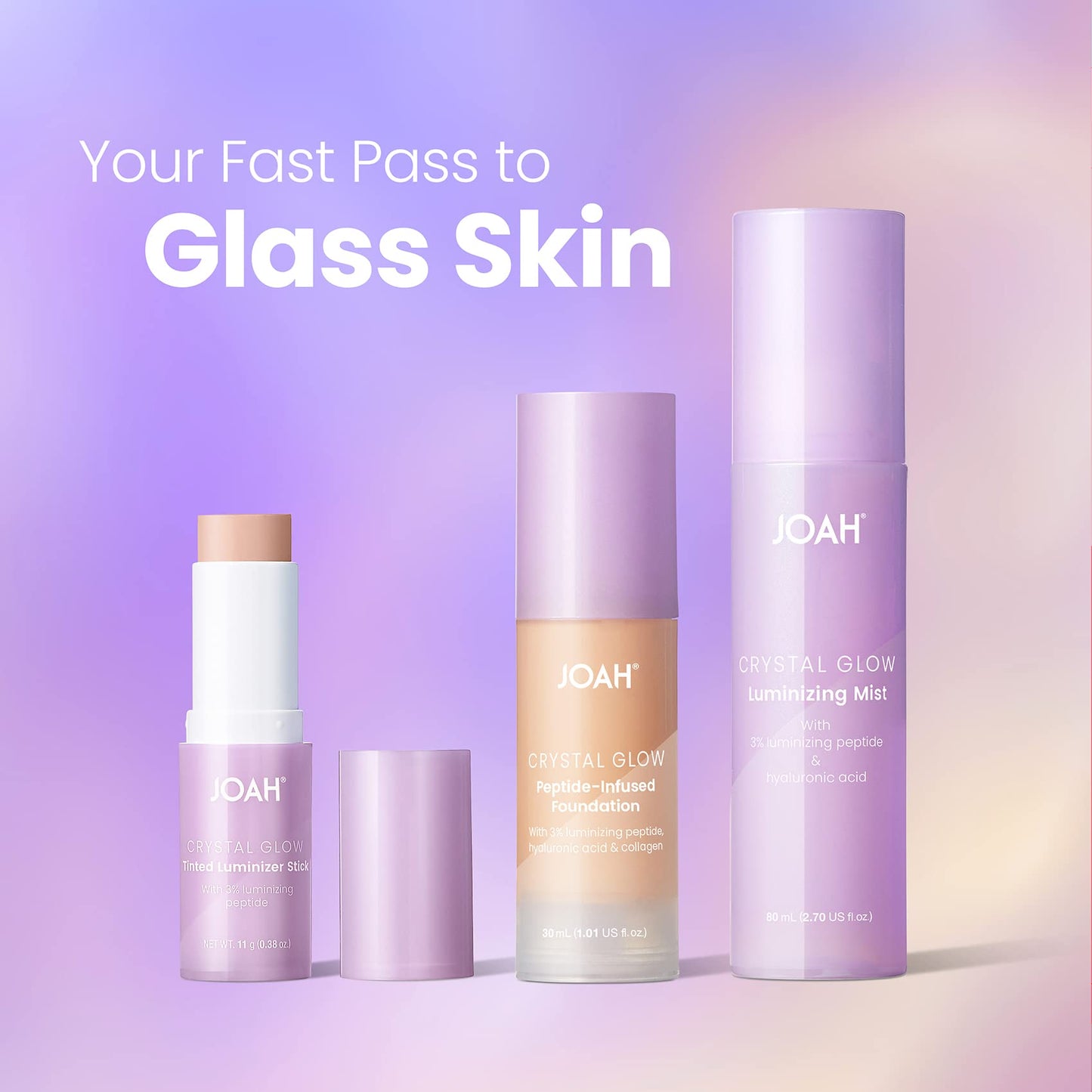 JOAH Crystal Glow Peptide-Infused Foundation, 2-in-1 Multitasking Korean Makeup with Blurring Face Primer, Luminizer, Hydration & Skin Defense for a Beauty & Personal Care JOAH