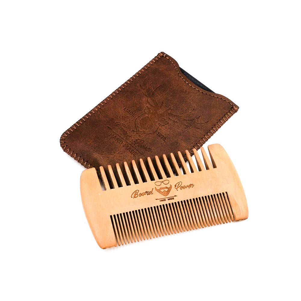 Menesia Wooden Comb with Durable Case - Fine & Coarse Teeth, Pocket Comb for Beards, Mustaches & Hair, Brown Deer Design Beauty & Personal Care menesia