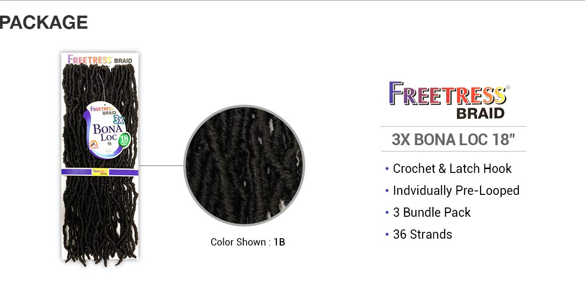 FreeTress Crochet Braids 3X Bona Loc 18" (2 Dark Brown)