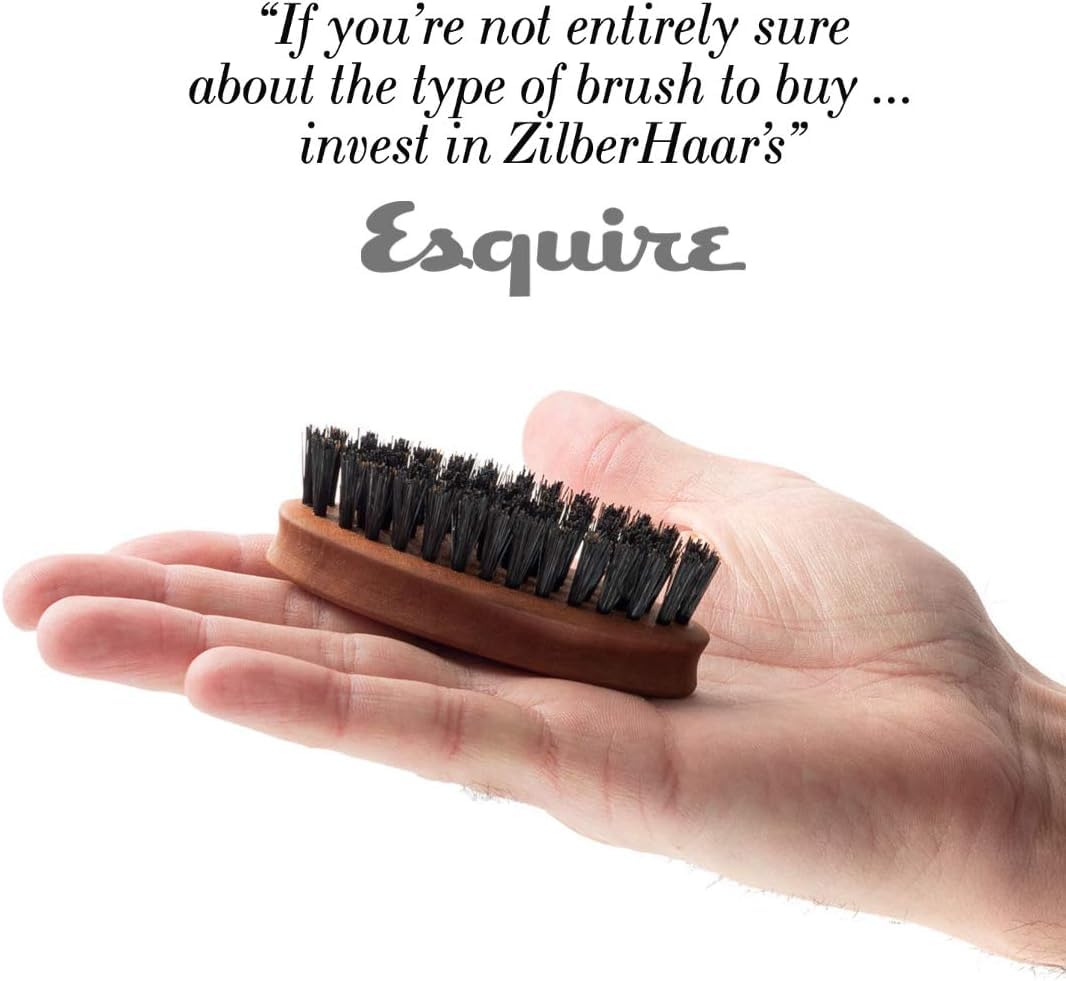 ZilberHaar - Pocket Mustache and Beard Brush - Soft Boar Bristles and Pearwood - Perfect Grooming Tool for Men - Relieves Itch, Works with all Beard Beauty & Personal Care ZilberHaar
