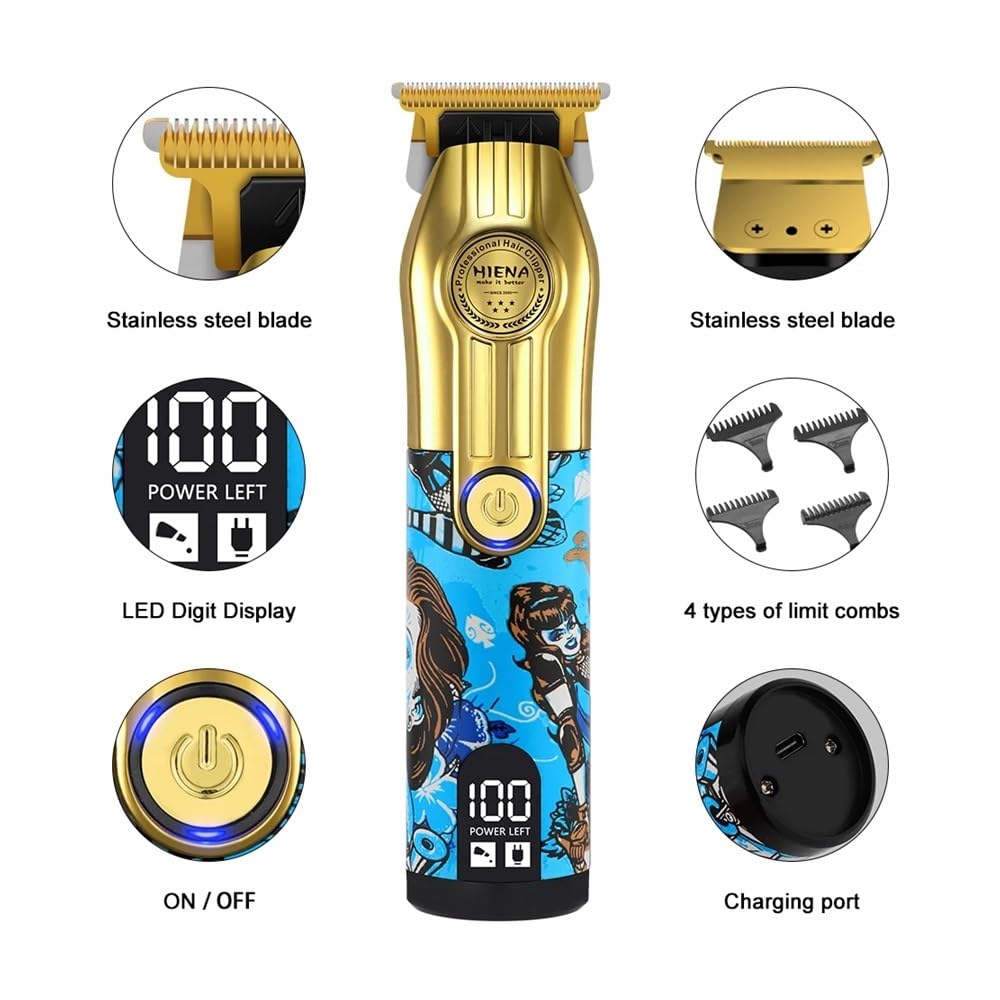 EWKYLSEM Razors Graffiti Print Professional Electric Haircut Machine for Men, T-Shaped Cutter Head Clipper Hair?USB Charging Hair Trimmer(Full Beauty and Personal Care EWKYLSEM