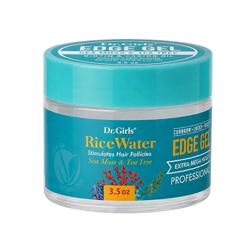 Dr. Girls Rice Water Edge Gel - Extra Mega Hold for Cornrows, Locs & Twists with Biotin, Castor Oil 3.5oz (Sea Moss+ Tea Tree) Beauty & Personal Care Dr.Girls