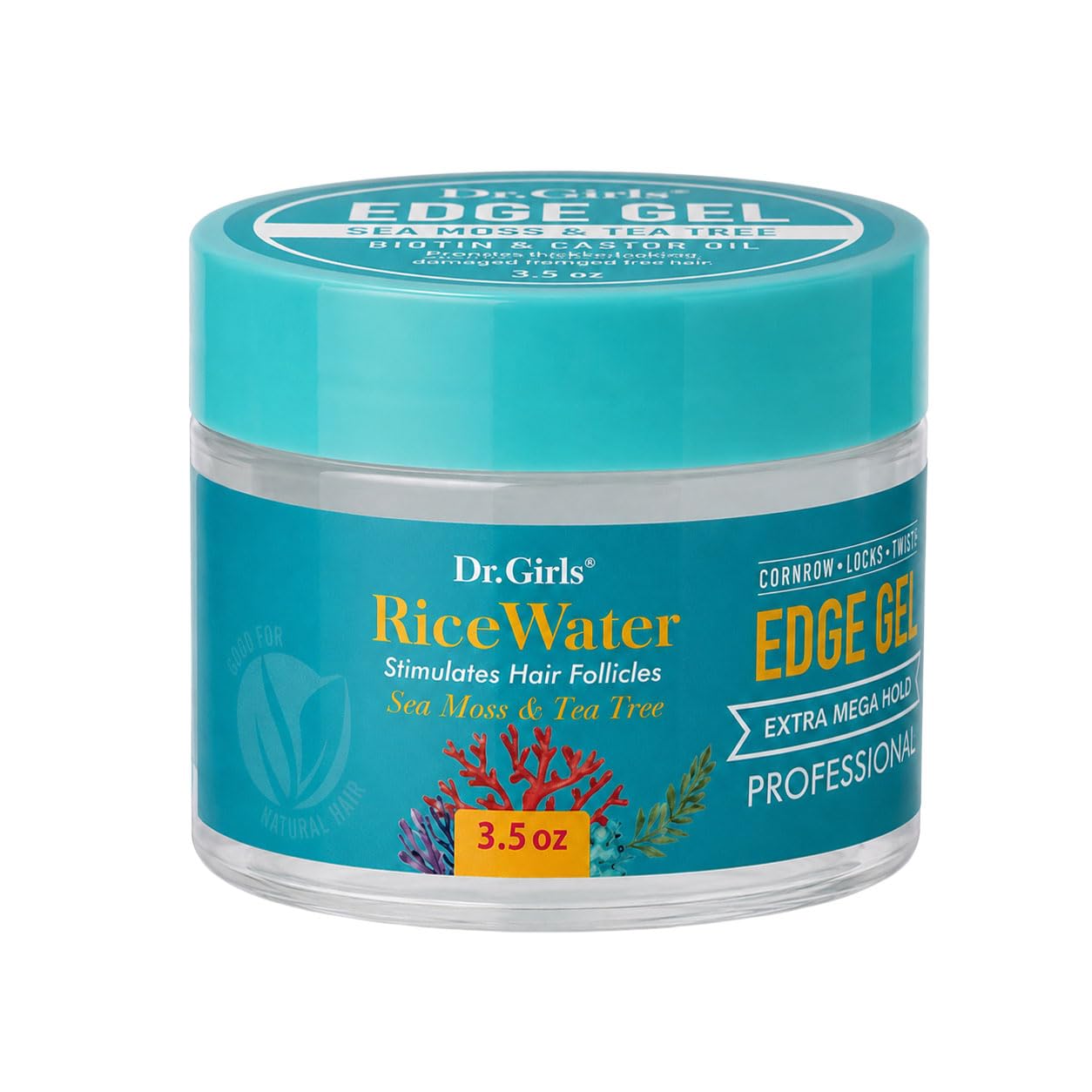 Dr. Girls Rice Water Edge Gel - Extra Mega Hold for Cornrows, Locs & Twists with Biotin, Castor Oil 3.5oz (Sea Moss+ Tea Tree) Beauty & Personal Care Dr.Girls