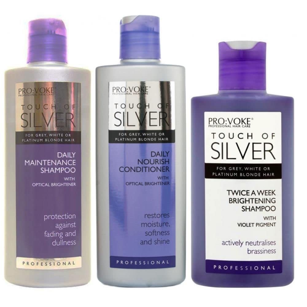 Pro:Voke Set Of 3 - Touch Of Silver - Silver Daily Maintenance Shampoo 200Ml, Daily Nourish Conditioner 200Ml & Twice A Week Brightening Shampoo 150Ml Beauty & Personal Care PROVOKE