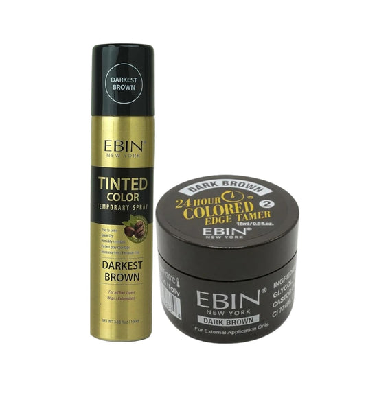 EBIN NEW YORK Ebin Edge Control - Tinted Color Temporary Spray 3.38OZ Darkest Brown Bundle with 24 Hour Colored Edge Tamer Dark Brown Precision Beauty & Personal Care EBIN NEW YORK