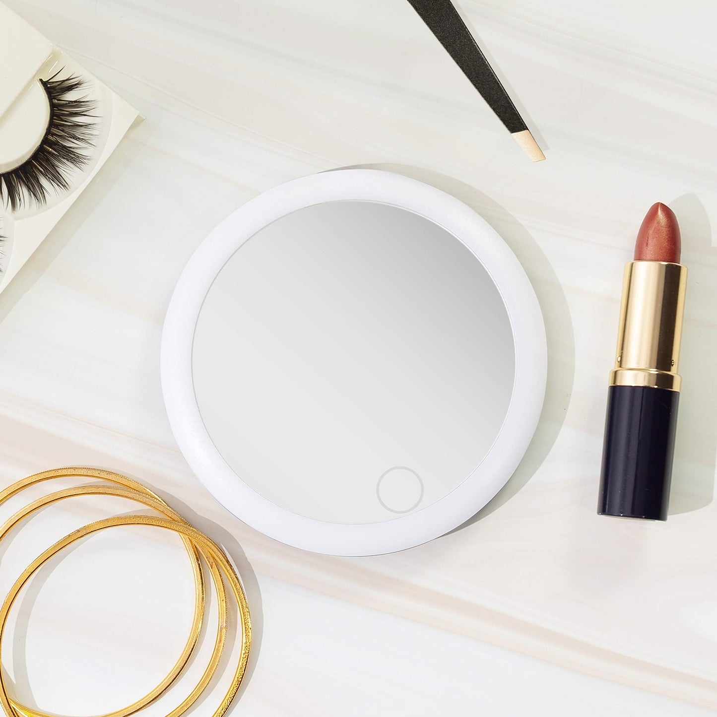 Zadro 4" Round LED Mirror Makeup Travel Mirror with Light Rechargeable Compact Mirror for Purses Portable Carrying Pouch Beauty & Personal Care Zadro