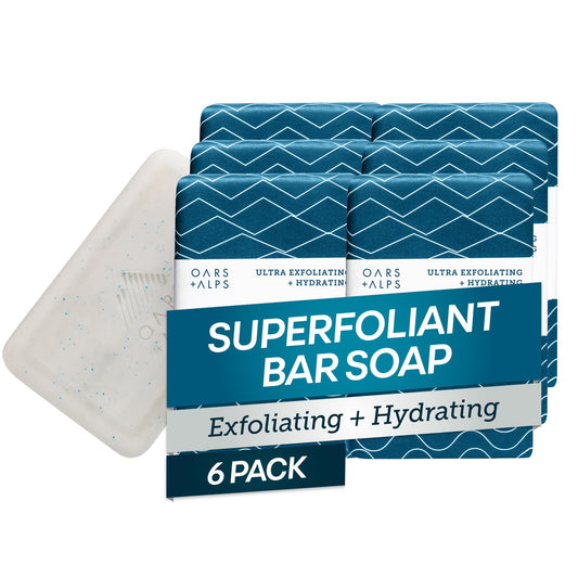 Oars + Alps Superfoliant Exfoliating Men's Bar Soap, Dermatologist Tested and Made with Clean Ingredients, Travel Size, 6 Pack, 6 Oz Each Beauty & Personal Care Oars + Alps