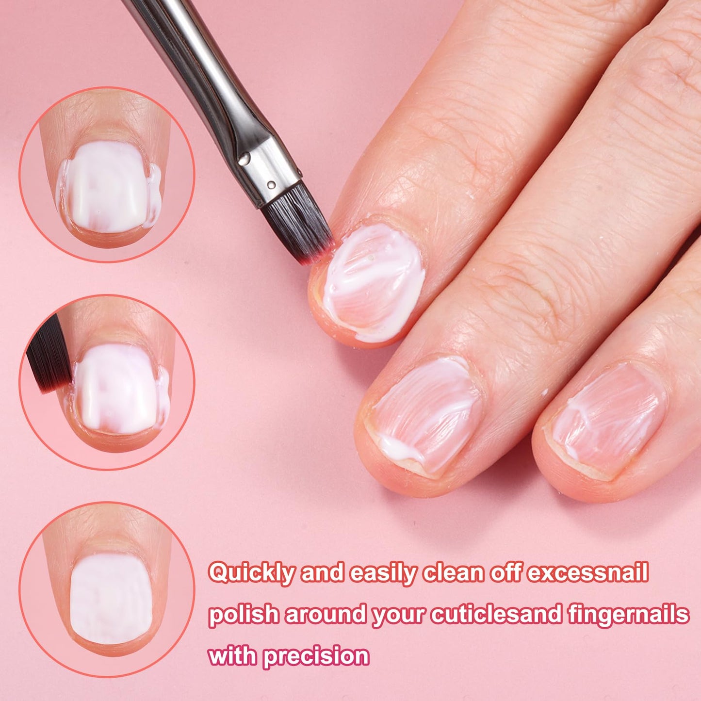 INENK Nail Art Clean Up Brushes,Nail Brushes for Cleaning Polish Mistakes on the Cuticles, Acetone Resistant Nail Brush, Fingernail Cleaning Brushes Beauty and Personal Care INENK