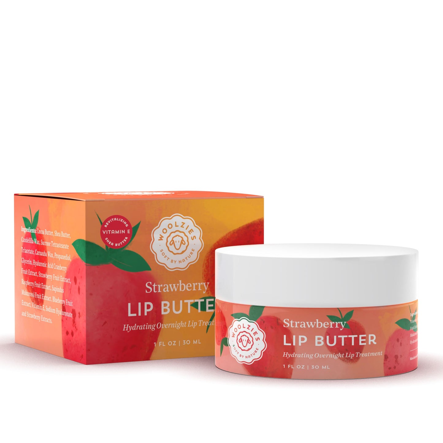 Hydrating Lip Mask with Hyaluronic Acid - Overnight Treatment for Soft, Smooth Lips - Shea Butter, Vitamin E & Natural Oils - 1 oz Jar (1 Ounce Beauty and Personal Care Woolzies