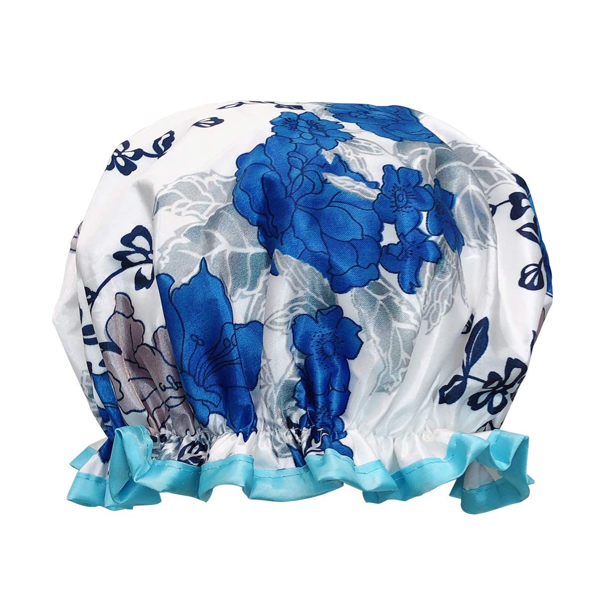 allydrew Reusable Women's Waterproof Shower Caps for Long Hair, Blue Floral Beauty and Personal Care allydrew