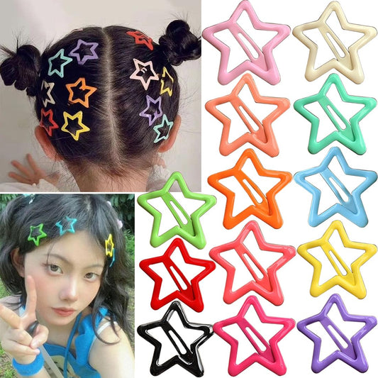13 PCS 1.65" Metal Hair Accessories - Snap Barrettes with Non-Slip Star Clips for Girls in Multiple Colors Beauty and Personal Care Seneeel Default Title