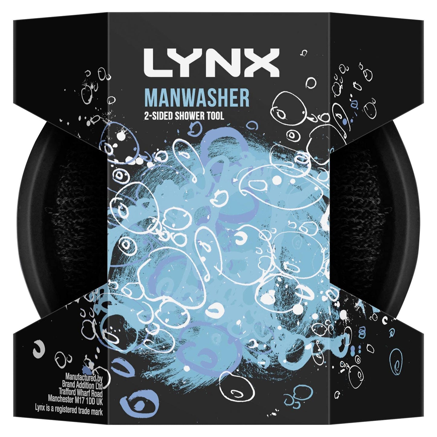 Lynx Manwasher, Shower Sponge, Loofahs Bath Shower Scrub Exfoliating Body Brush Pouf Scrubber Sponge Ball Mesh Bath Loofah 2 Pack Body Puff Beauty and Personal Care Lynx
