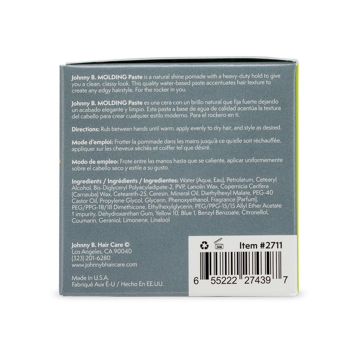 JOHNNY B. Molding Paste, Pliable Hair Clay, 3 oz. Beauty & Personal Care JOHNNY B.