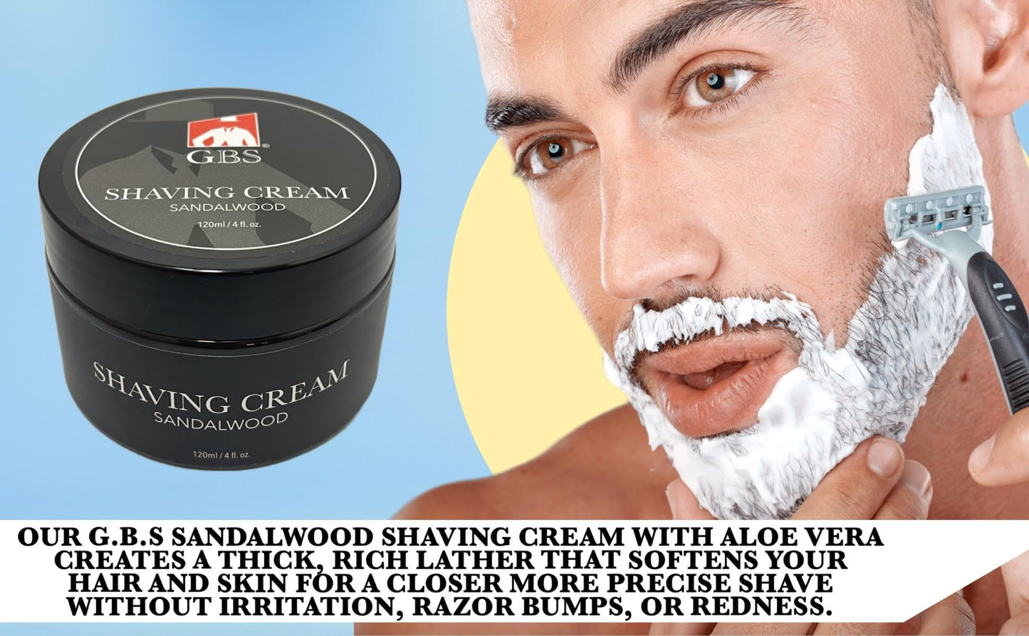 G.B.S Sandalwood Shaving Cream for Sensitive Skin, Hydrates, Nourishes for Close Smooth Shave, Protects Skin from Cuts, Bumps, Redness and Irritation… Beauty & Personal Care G.B.S