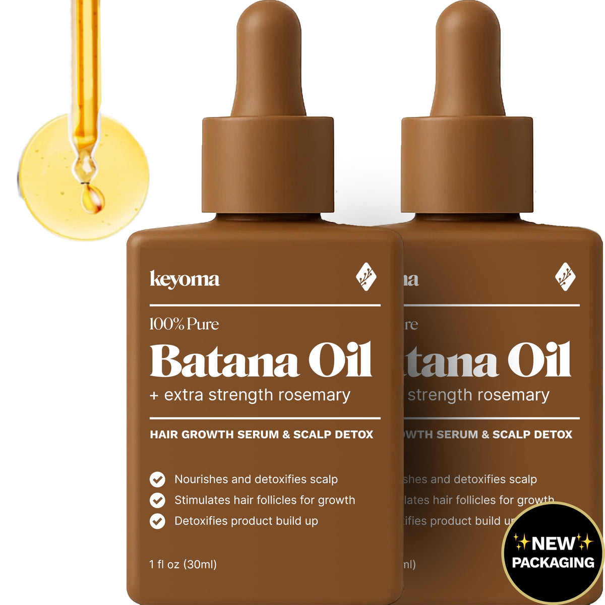 Keyoma Batana Oil for Hair Growth with Rosemary: Nourish & Detox Scalp for Thicker, Stronger, Longer Hair - 100% Organic Batana Oil from Honduras -